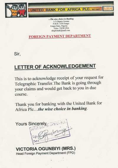 Possibly the least convincing bank letter I have ever seen