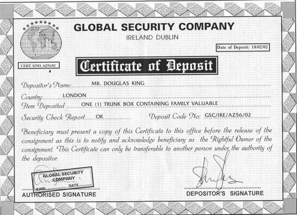 The certificate of deposit
