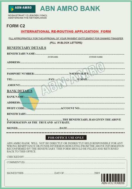 The international re-routing application form