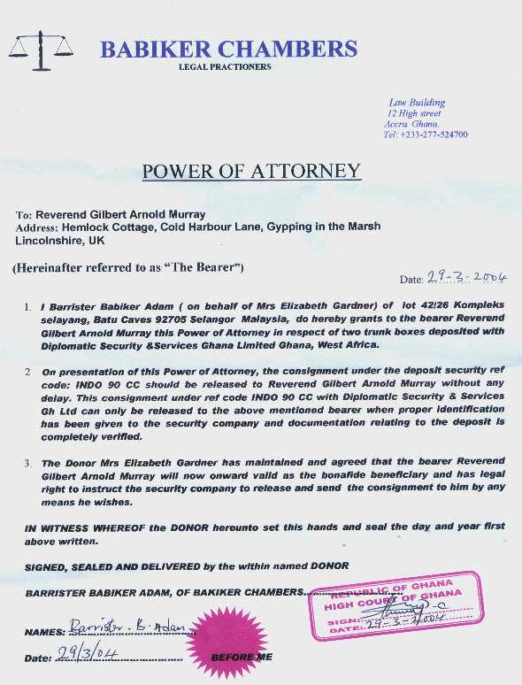 Babiker Adam’s third attempt at producing a power of attorney document