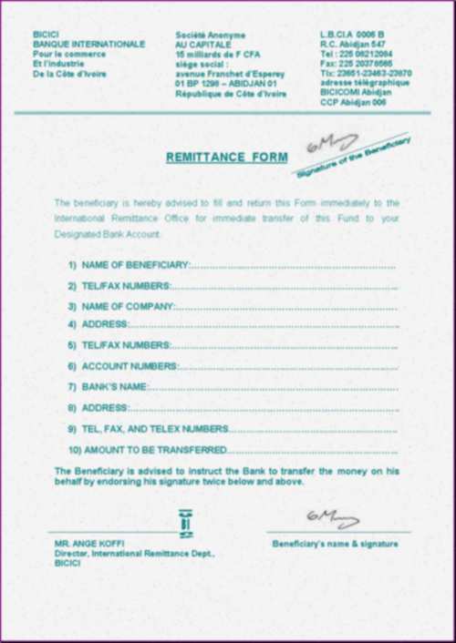 The signed remittance form