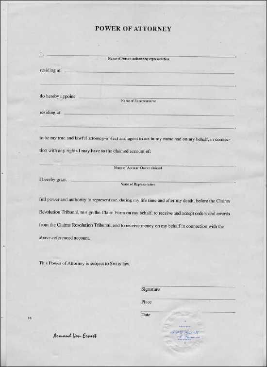 The blank power of attorney