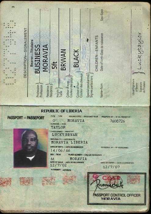 Lucky Taylor’s passport