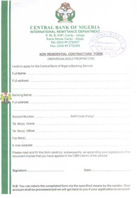 A Non-Residential Contractors’ form